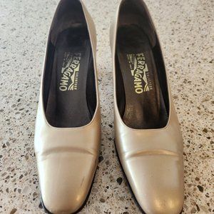 Salvatore Ferragamo Bronze Pumps, Size 9 AA
